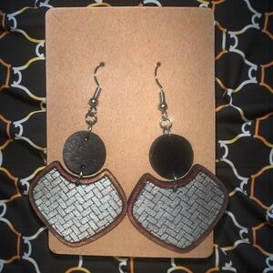 Elegant Silver and Black Geometric Earrings